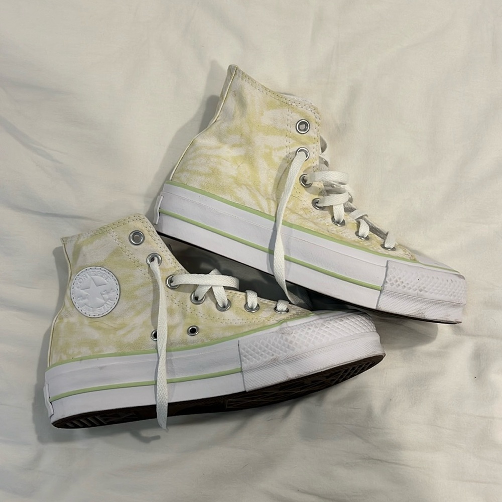 Light green and white custom converse
